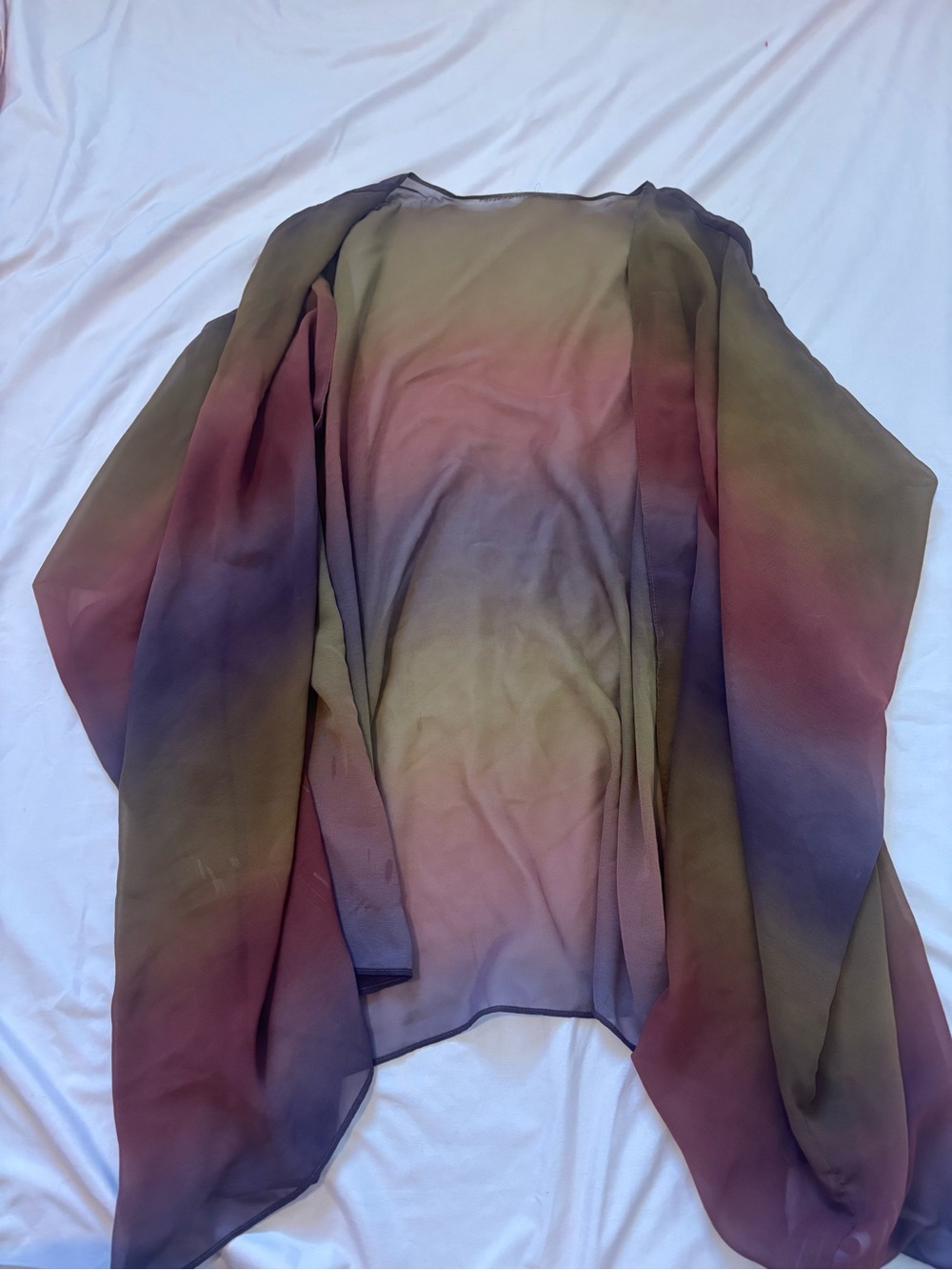 Sheer Ombre Long-Sleeve Blouse or Beach Cover Up- Multicolor